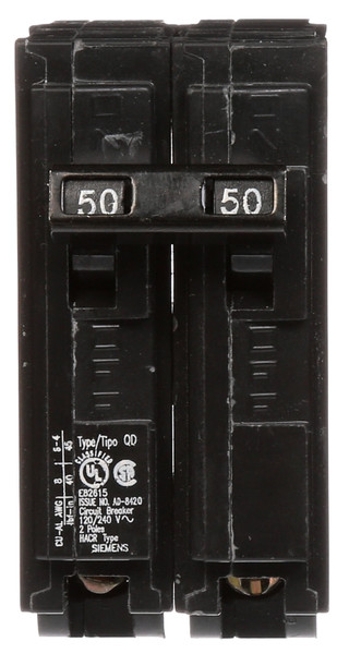 Siemens D250 Circuit Breaker, Low Voltage, QD, 50 A, 2 -Pole, 120/240 VAC, Plug Mounting [SKU: ORG7413677]