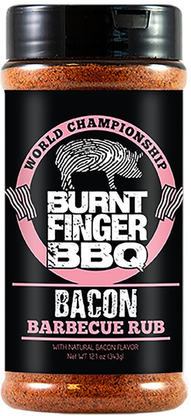 BURNT FINGER BBQ OW85571 BBQ Rub, Bacon Flavor, 12.1 oz Bottle [SKU: ORG2371185]