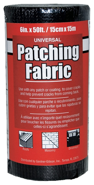 Gardner 4502-GA Patching Fabric, 50 ft L, 6 in W, Fiberglass, Black [SKU: ORG7151723]