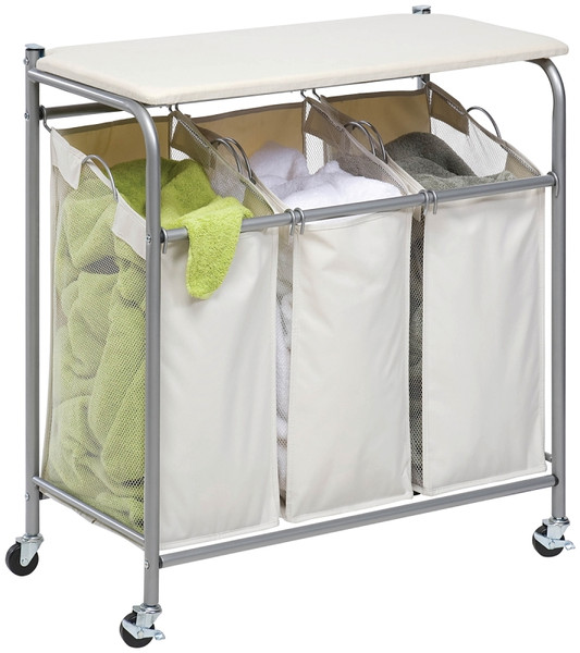 Honey-Can-Do SRT-01196 Triple Sorter, Natural, 16-1/2 in W, 33 in H, 31 in D [SKU: ORG3942943]