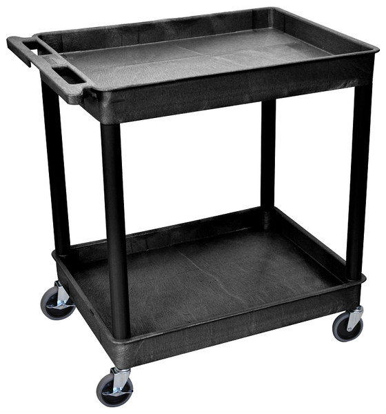 LUXOR TC11-B Utility Tub Cart, 400 lb, 2-Shelf, Black, 32 in OAW, 37-1/2 in OAH [SKU: ORG5594791]