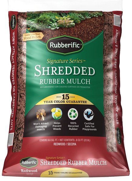 Rubberific LRM8RD Rubber Mulch, Shredded, Red, 0.8 cu-ft Bag [SKU: ORG0194019]