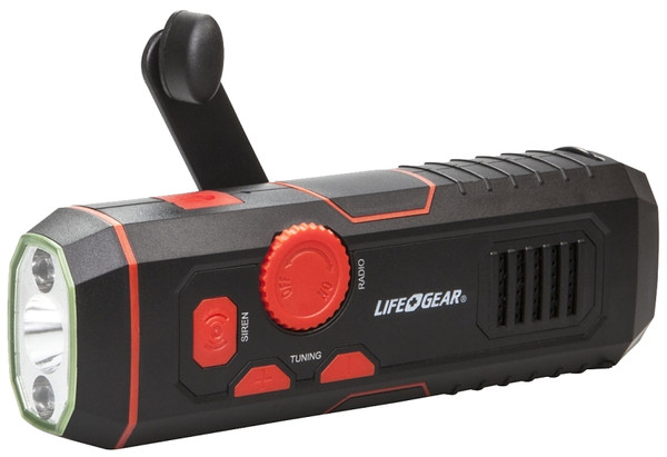 LIFE+GEAR Storm Proof Series LG38-60675-RED Crank Radio Light, 480 mAh, Lithium-Ion Battery, LED Lamp, 30 Lumens [SKU: ORG9036310]