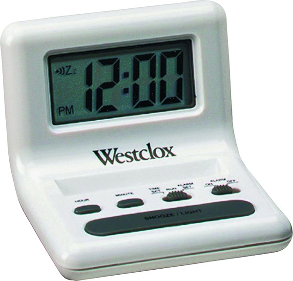 Westclox 47539A Alarm Clock, AAA Battery, LCD Display, White Case [SKU: ORG9236357]