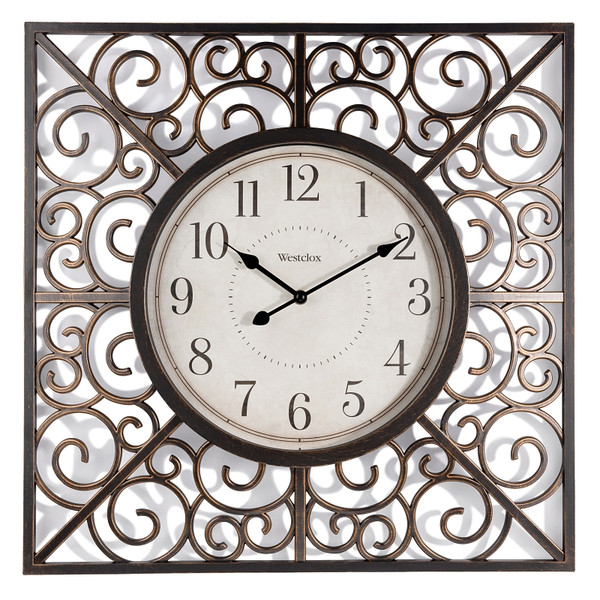 Westclox 33163 Clock with Swirl, Square, Vintage Frame, Plastic Clock Face, Analog [SKU: ORG7504194]