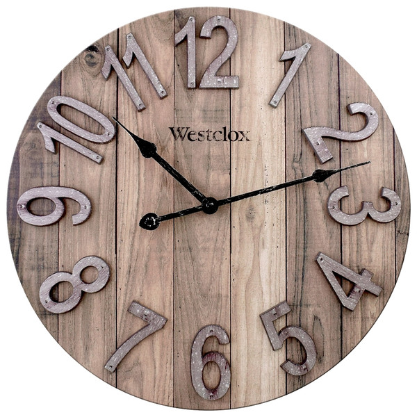 Westclox 38070 Clock, Round, Brown Frame, Wood Clock Face, Analog [SKU: ORG3342144]