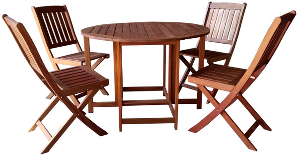 Seasonal Trends IP242-028SET Folding Dining Set, 4 pcs-Piece, 200 lbs. Seating, Round Table, Wood Tabletop [SKU: ORG1087964]