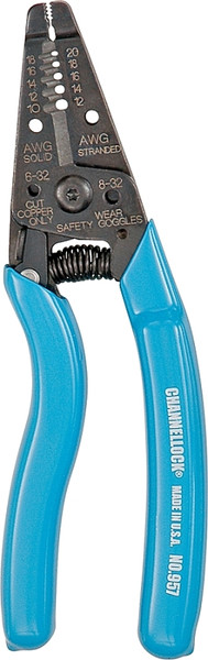 CHANNELLOCK 957 Wire Stripper, 20 to 10 AWG Wire, 10 to 20 AWG Stripping, 7 in OAL, Ergonomic Handle, Steel Handle [SKU: ORG3324555]
