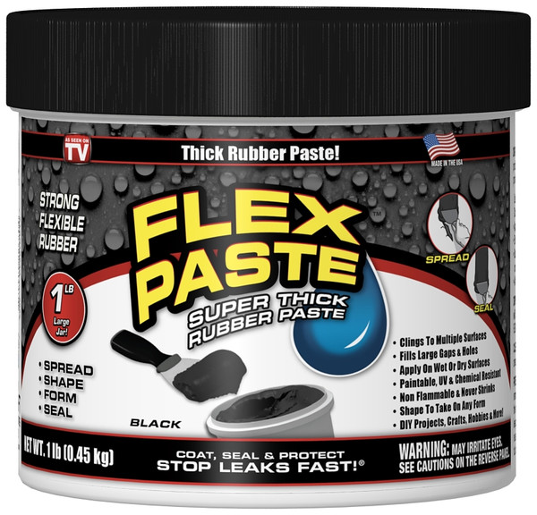 FLEX PASTE PFSBLKR16 Rubberized Adhesive, Black, 1 lb Jar [SKU: ORG3333069]