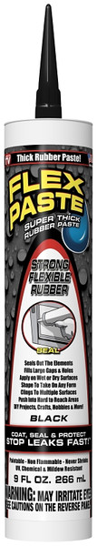 FLEX PASTE PFSBLKR10 Rubberized Adhesive, Black, 9 oz Cartridge [SKU: ORG3333085]