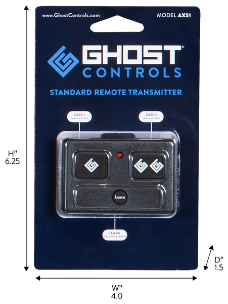 Ghost Controls AXS1 Remote Control Transmitter, Lithium Battery, 100 ft [SKU: ORG5988555]
