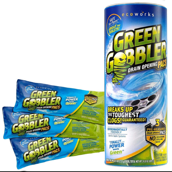 Green Gobbler GGDC3SEMR Drain Opening Pacs, Powder, Off-White, 8.25 oz Pack [SKU: ORG8897209]