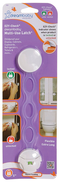 Dreambaby Ezy-Check Series L800A Safety Latch, 8 in L, 1-1/2 in W, Plastic, White [SKU: ORG3487550]