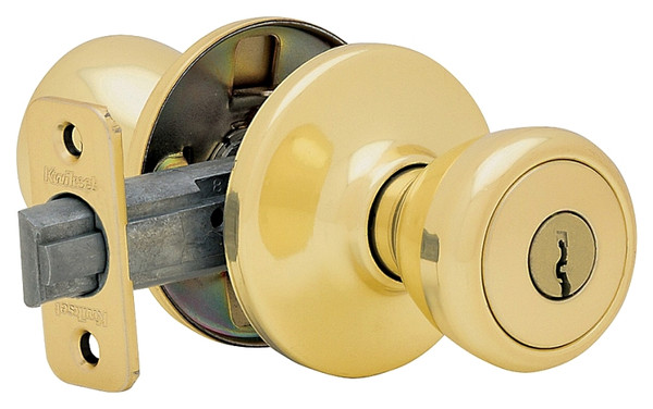 Kwikset 400T36ALRCSK3K3V1 Tylo Knob, 3 Grade, Brass, Polished Brass, 2-3/8 to 2-3/4 in Backset, K3 Keyway [SKU: ORG8246464]