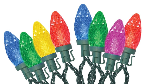 Santas Forest 24983 LED Lights, Spool, C9, Faceted, Multi-Color, 100 ct [SKU: ORG4633608]