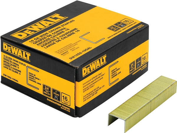 DeWALT DW16S2-19GAL Crown Staple, 1 in W Crown, 3/4 in L Leg, 16 ga Gauge, Galvanized [SKU: ORG8627879]