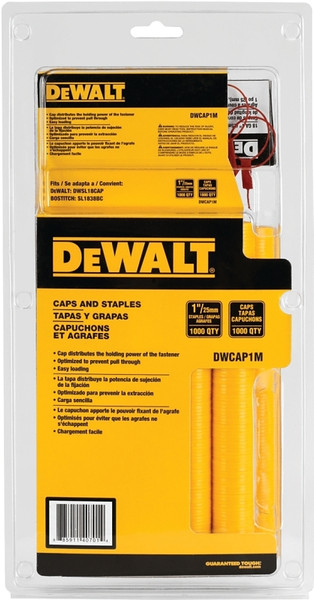DeWALT DWCAP1M Cap Staple, 5/16 in W Crown, 1 in L Leg, 18 Gauge, Plastic, Bright [SKU: ORG9874363]