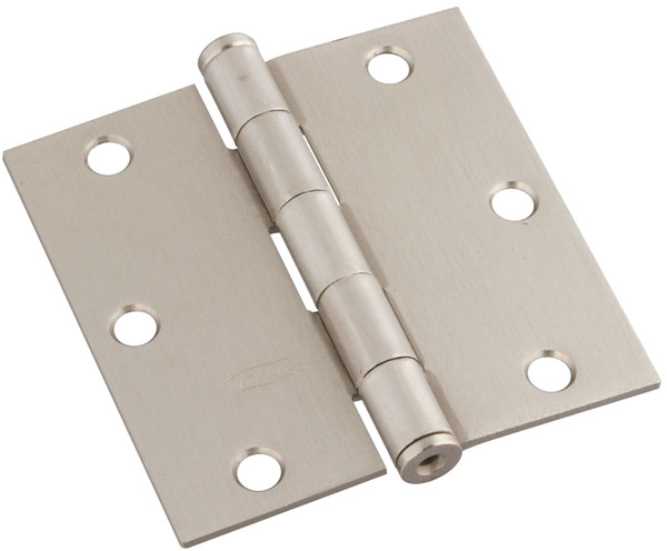 National Hardware N830-326 Square Corner Door Hinge, Cold Rolled Steel, Satin Nickel, Full-Mortise Mounting [SKU: ORG7173834]