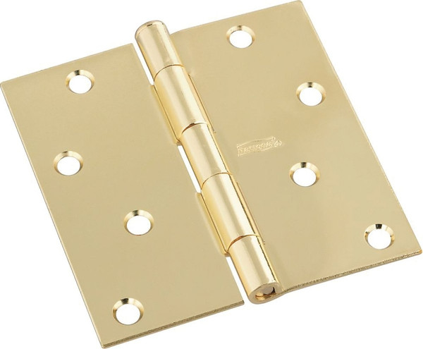 National Hardware N830-213 Door Hinge, Steel, Polished Brass, Non-Rising, Removable Pin, Full-Mortise Mounting, 55 lb [SKU: ORG2048858]