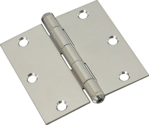 National Hardware N830-275 Door Hinge, Stainless Steel, Zinc, Non-Rising, Removable Pin, Full-Mortise Mounting, 50 lb [SKU: ORG2048551]