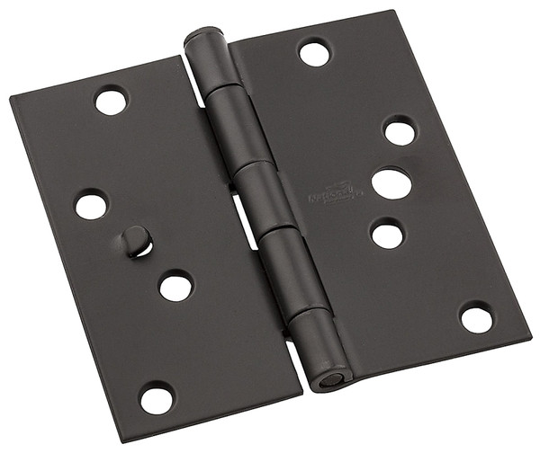 National Hardware 512 Series N830-402 Door Hinge, 4 in H Frame Leaf, Steel, Oil-Rubbed Bronze, Flush, Removable Pin [SKU: ORG7197650]