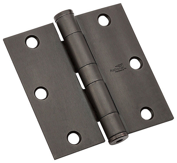 National Hardware 179 Series N236-112 Standard Weight Template Hinge, 3-1/2 in H Frame Leaf, Steel, Oil-Rubbed Bronze [SKU: ORG7197338]
