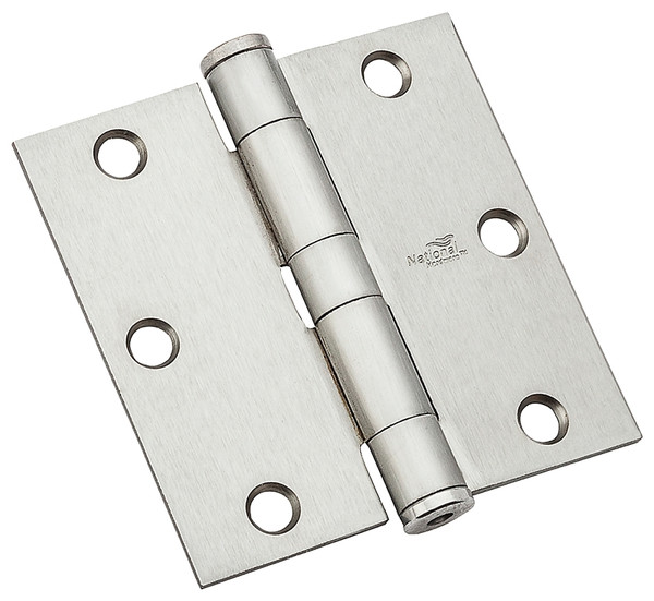 National Hardware 179 Series N236-118 Standard Weight Template Hinge, 3-1/2 in H Frame Leaf, Steel, Satin Chrome, 80 lb [SKU: ORG7197361]