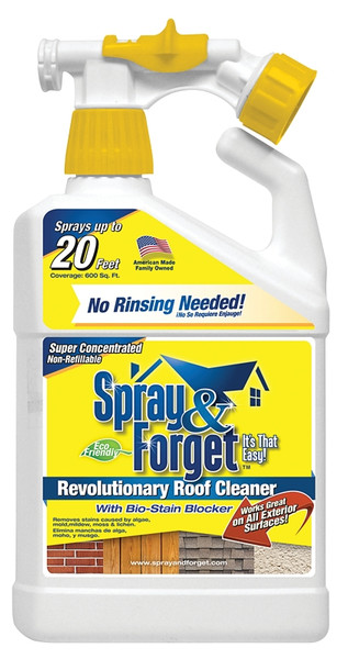 Spray & Forget SFRCHEQ06 Roof Surface Cleaner, Liquid, Clear/Yellow, 32 oz [SKU: ORG4694170]