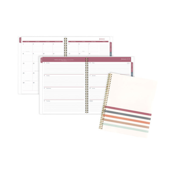 Blake Weekly/Monthly Planner, Blake Bold Stripe Artwork, 11 x 8.5, Cream/Blue/Brown Cover, 12-Month (Jan to Dec): 2023 [SKU: AAG1634905]