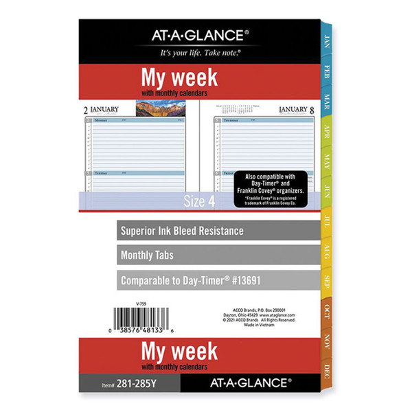 My Week Weekly/Monthly Planner Refill, Zenscapes Photos, Desk Size 4, 8.5 x 5.5, Blue/White Sheets, 12-Month (Jan-Dec): 2023 [SKU: AAG281285Y23]