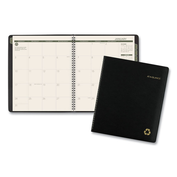 Recycled Monthly Planner, 11 x 9, Black Cover, 13-Month (Jan to Jan): 2023 to 2024 [SKU: AAG70260G05]
