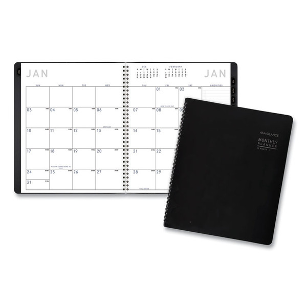 Contemporary Monthly Planner, Premium Paper, 11 x 9, Black Cover, 12-Month (Jan to Dec): 2023 [SKU: AAG70260X05]