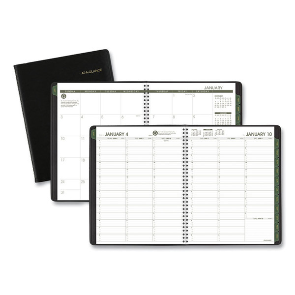 Recycled Weekly Vertical-Column Format Appointment Book, 11 x 8.25, Black Cover, 12-Month (Jan to Dec): 2023 [SKU: AAG70950G05]