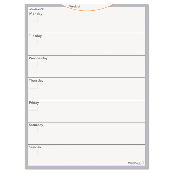 WallMates Self-Adhesive Dry Erase Weekly Planning Surfaces, 18 x 24, White/Gray/Orange Sheets, Undated [SKU: AAGAW503028]