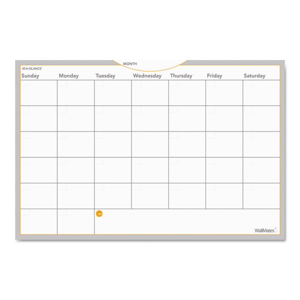 WallMates Self-Adhesive Dry Erase Monthly Planning Surfaces, 36 x 24, White/Gray/Orange Sheets, Undated [SKU: AAGAW602028]