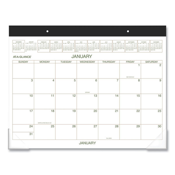 Two-Color Desk Pad, 22 x 17, White Sheets, Black Binding, Clear Corners, 12-Month (Jan to Dec): 2023 [SKU: AAGGG250000]