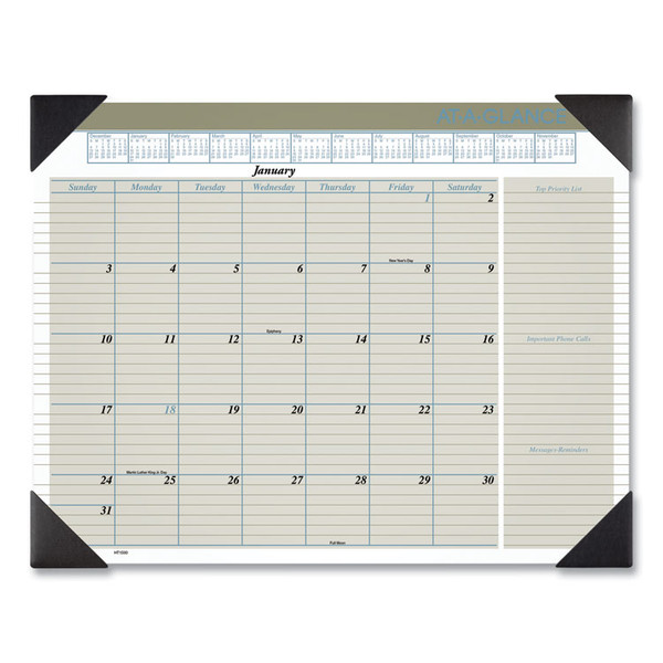 Executive Monthly Desk Pad Calendar, 22 x 17, White Sheets, Black Corners, 12-Month (Jan to Dec): 2023 [SKU: AAGHT1500]