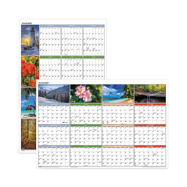 Vertical/Horizontal Erasable Wall Planner, Seasons in Bloom Photos, 24 x 36, White/Multicolor Sheets, 12-Month(Jan-Dec): 2023 [SKU: AAGPA133]
