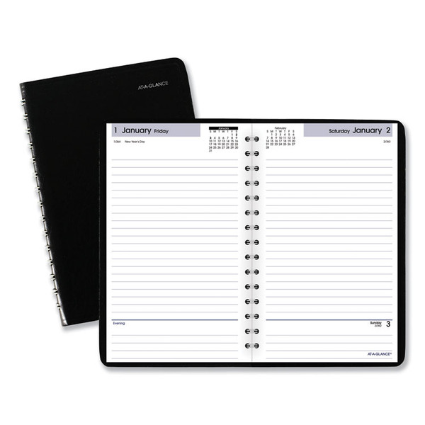 DayMinder Daily Appointment Book, 8 x 5, Black Cover, 12-Month (Jan to Dec): 2023 [SKU: AAGSK4600]