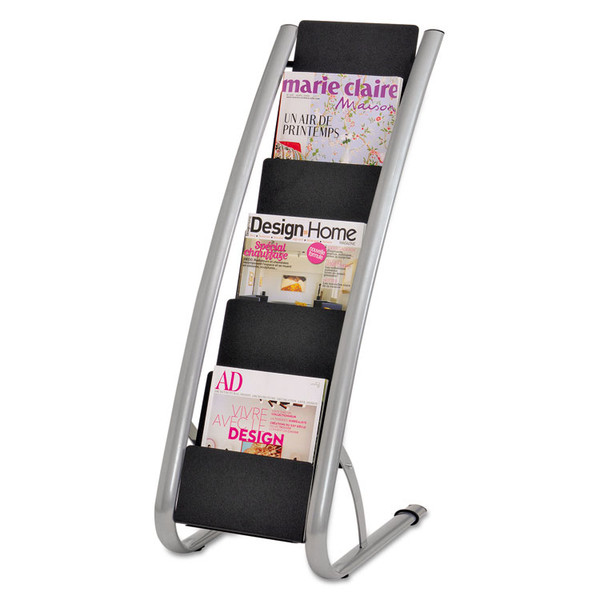 Literature Floor Rack, 6 Pocket, 13.33w x 19.67d x 36.67h, Silver Gray/Black [SKU: ABADDEXPO6]
