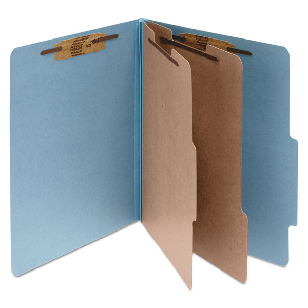 Pressboard Classification Folders, 3" Expansion, 2 Dividers, 6 Fasteners, Letter Size, Sky Blue Exterior, 10/Box [SKU: ACC15026]