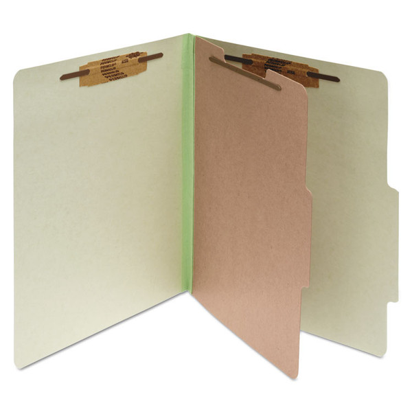 Pressboard Classification Folders, 2" Expansion, 1 Divider, 4 Fasteners, Legal Size, Leaf Green Exterior, 10/Box [SKU: ACC16044]