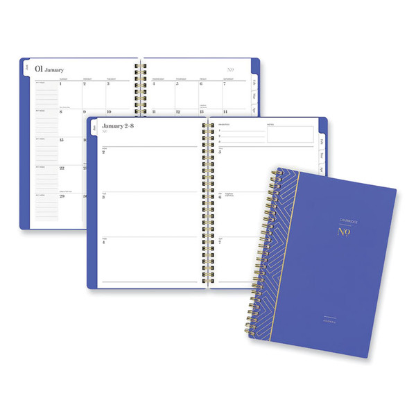 Workstyle Weekly/Monthly Planner, Classic Geometric Artwork, 8.5 x 5.5, Blue/Gold Cover, 12-Month (Jan to Dec): 2023 [SKU: ACC16062002023]