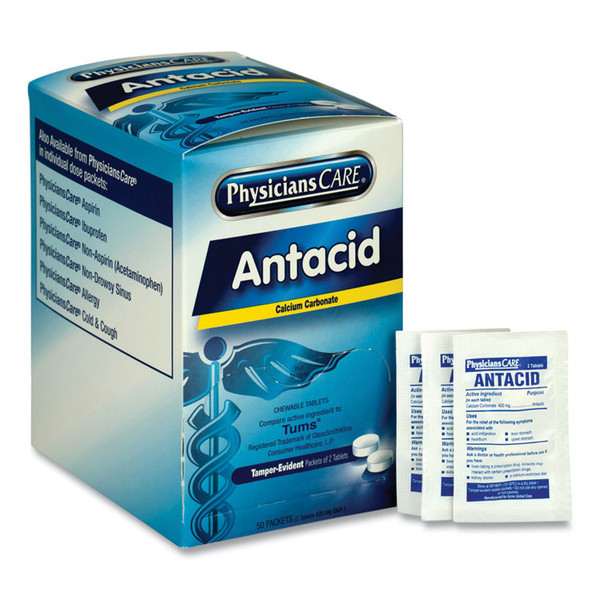Antacid Calcium Carbonate Medication, Two-Pack, 50 Packs/Box [SKU: ACM90089]