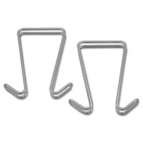 Double Sided Partition Garment Hook, Steel, 0.5 x 3.38 x 4.75, Over-the-Door/Over-the-Panel Mount, Silver, 2/Pack [SKU: ALECH2SR]