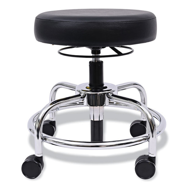 Alera HL Series Height-Adjustable Utility Stool, Backless, Supports Up to 300 lb, 24" Seat Height, Black Seat, Chrome Base [SKU: ALECS614]