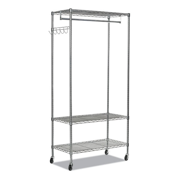 Wire Shelving Garment Rack, 40 Garments, 48w x 18d x 75h, Silver [SKU: ALEGR364818SR]