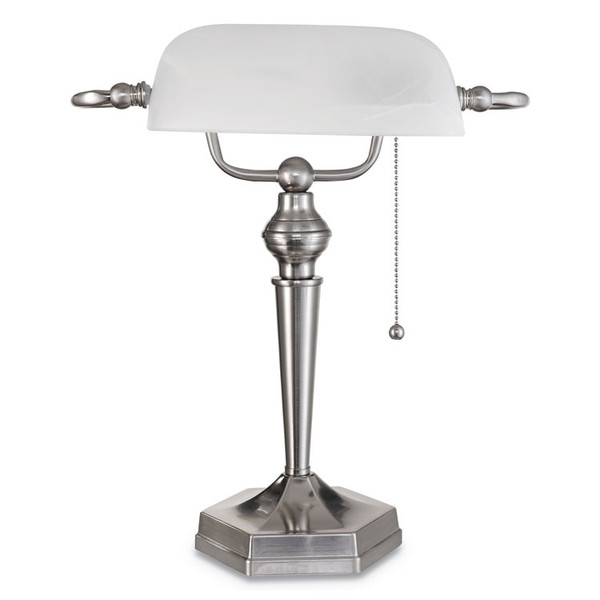 Banker's Lamp, Post Neck, 10w x 13.38d x 16h, Brushed Nickel [SKU: ALELMP538BN]