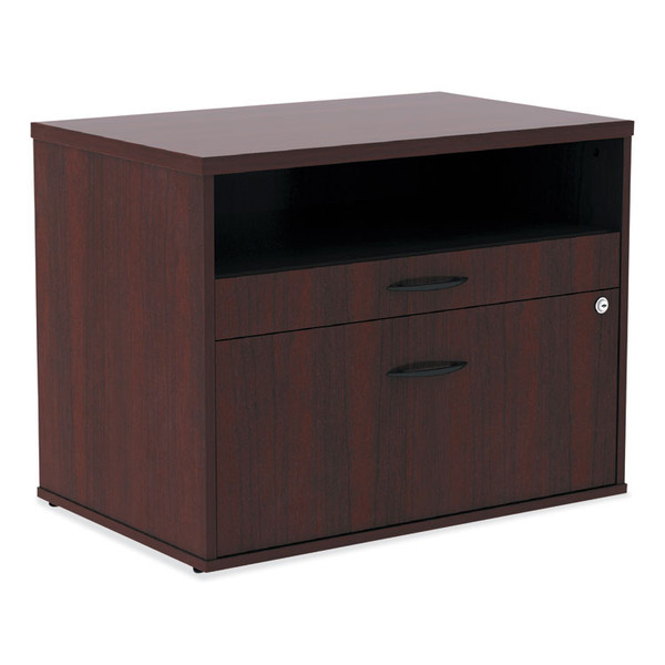 Alera Open Office Desk Series Low File Cabinet Credenza, 2-Drawer: Pencil/File,Legal/Letter,1 Shelf,Mahogany,29.5x19.13x22.88 [SKU: ALELS583020MY]