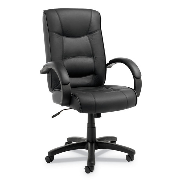 Alera Strada Series High-Back Swivel/Tilt Top-Grain Leather Chair, Supports Up to 275 lb, 17.91" to 21.85" Seat Height, Black [SKU: ALESR41LS10B]